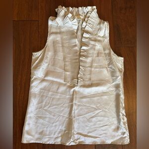 JCrew Silver/Gray Elegant Ruffled Sleeveless Blouse